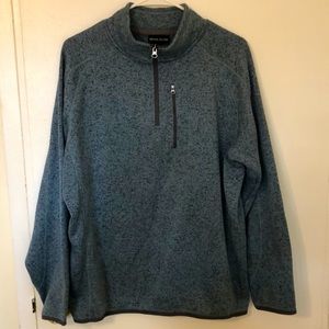 Royal Class Quarter Zip Fleece Green Marled Sweater. L
